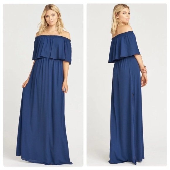 Show Me Your Mumu Navy Ruffle Strapless Dress - Picture 1 of 4